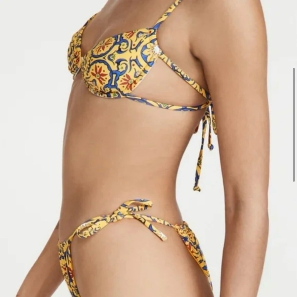 WeWoreWhat Saffron Yellow tile print Blue Patterned Bikini